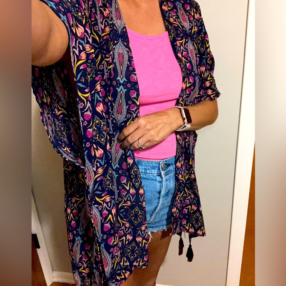 Navy Kimono w/tassels M/L